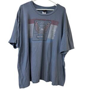 Harley Davidson Mens Sz 3XL Blue Short Sleeve Graphic T Shirt American PA Biker